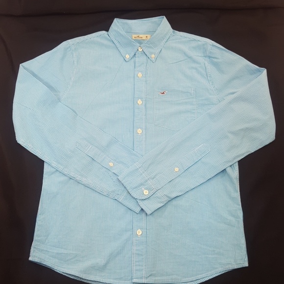 Men's Hollister Oxford (M) Blue/White, Long Sleeve - Picture 2 of 3